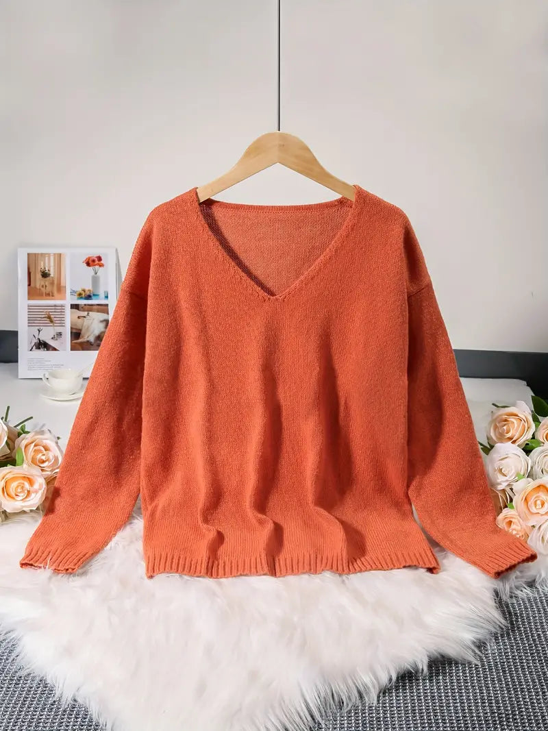 Paula - Drop Shoulder V Neck Sweater