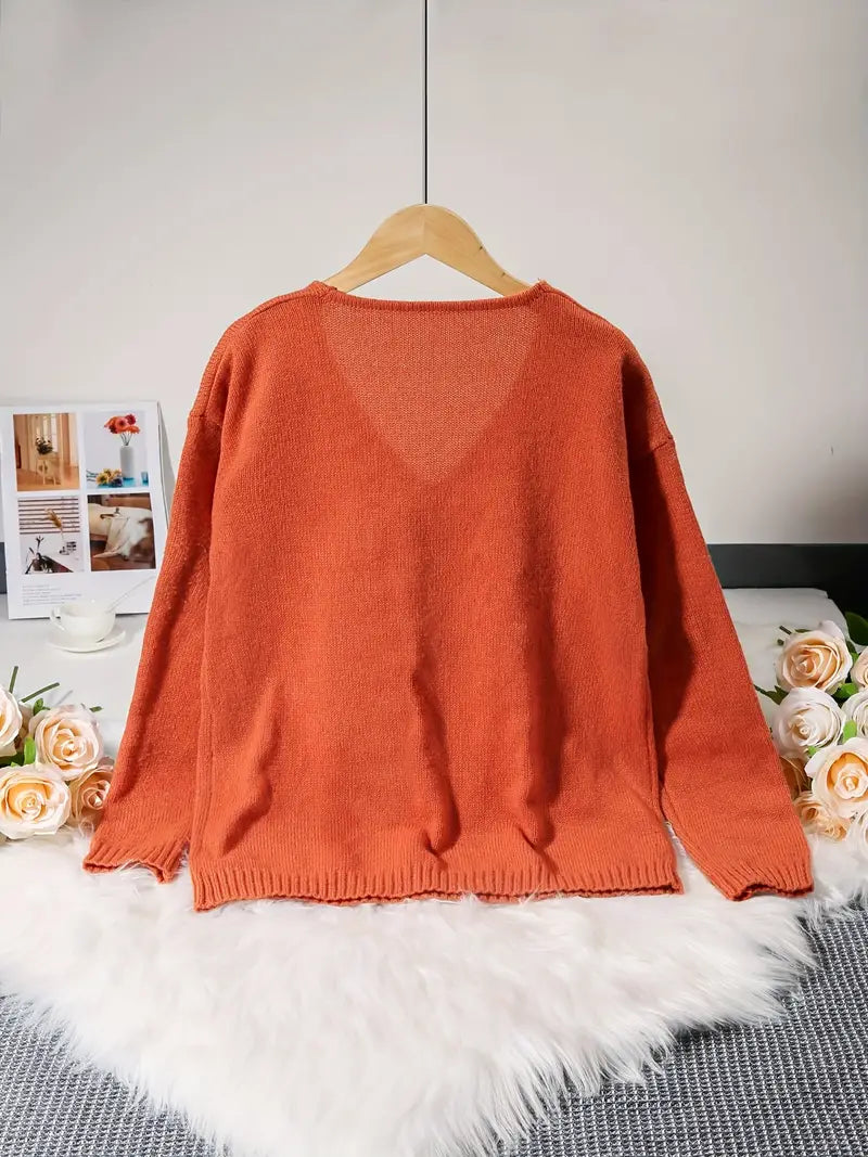 Paula - Drop Shoulder V Neck Sweater